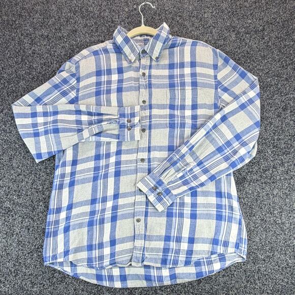 St. John's Bay Other - St Johns Bay Shirt Mens Large Blue Cream Plaid Flannel Long Sleeve Button Down